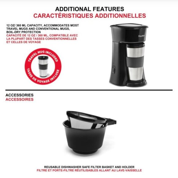 Starfrit 024002-004-0000 Single-Serve Drip Coffee Maker Black - Picture 4 of 4